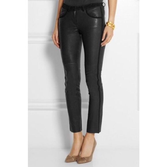 Isabel Marant  Lamb Leather Black Pants Skinny Suede Made in France Size 2 - Picture 3 of 9